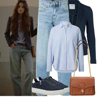 Dugački rukavi Outfit sa Svjetloplava Bluza i Tunika/Bluza Veći Broj Tom Tailor "Proljetni Outfit"