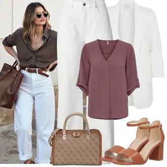 Outfit sa Krem/Bijela Kaput/Pletivo Veći Broj/Tunika Pieces "Proljetni Outfit"