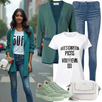 Outfit sa Bijela Majica i top/Predimenzionirana majica/Majica za plažu/Tunika za Plažu/Top za plažu Nike Sportswear "Gradski stil Outfit"