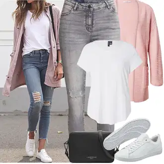 Outfit s Šedá/Světle šedá Kožené Boty/Kotníková Bota/Kožená bunda/Motorkářské Džíny/Džíny s Dírou/Push up Džín/Džíny s Rozparkem/Zimní bunda/High Waist Džínové Kalhoty Noisy may "Jarní outfit"
