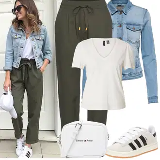 Džínovina Outfit s Světle modrá/Modrá Bunda Krátké Džínové Bundičky/Vintage Bund Only "Jarní outfit"