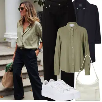 Outfit s Černá Kalhoty Bootcut/Boyfriend Kalhoty/Tesařská kalhoty/Manšestrové Lacláč/Manšestrové Kalhoty/Kalhoty s Vysokým Pasem/Kalhoty se Štěrbinou/Rovná Kalhoty/Twillová Kalhoty rÆre by lorena rae "Jarní outfit"
