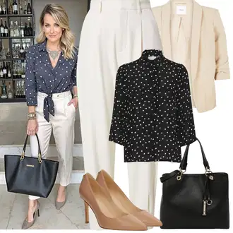 Outfit sa Bijela/Bež/Krem/Kaki Hlače s prednjim naborom/Naborane Hlače/Hlače od muslina/Slip-on Hlača/Hlače s Prorezom/Hlače Visokog Struka/Tradicionalna Hlača/Baggy Hlače/Hlače S Naborom/Carrot Hlače Copenhagen Muse "Jarní outfit"