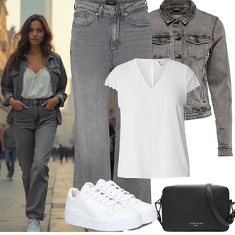 Outfit s Bílá Bota Nízká Teniska/Úzká teniska/Kožené tenisky/Teniska na platformě Adidas Originals "Jarní outfit"
