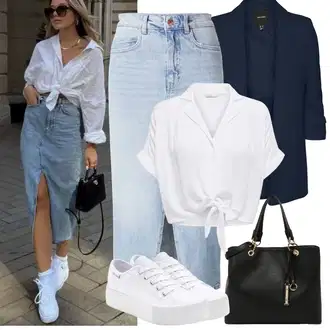 Outfit sa Ljubičaste boje/Siva Nekategorizirano Lascana "Jarní outfit"
