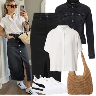 Outfit s Bílá/Béžová/Krémová Lněná Halenka/Halenka s Krátkým Rukávem/Otevřená Halenka soft rebels "Jarní outfit"