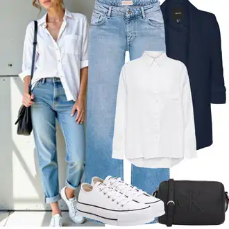 Nadrozměrné Outfit s Bílá/Krémová Halenka se Stojatým Límcem/Oversize Muselínová Blůza/Žehlení odolná blůza/Businessová Halenka/Oversize Halenka/Halenka s Dlouhým Rukávem/Blůza s knoflíčkem/Slip-on Halenka/Halenkové Body/Lněná Halenka Only "Jarní outfit"Look: Klasické, Lehký, Styl, Kancelář, Nadrozměrné, Unisex, Univerzitní, Pracovní oděvy, Retro