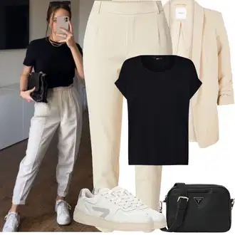Četvrt rukavi Outfit sa Tamnoplava/Crna Majica I Top Veći Broj/Bluza i Tunika Tunika/Bluza Veći Broj Only "Jarní outfit"