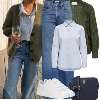 Zvonové kalhoty Outfit s Světle modrá/Modrá Džíny Džín s Širokou Nohavicí/Džíny Volného Střihu/High Waist Džínové Kalhoty/Džíny s Rozparkem/Zvonové Džíny/Džíny Culottes/Vintage Džíny Only "Jarní outfit"
