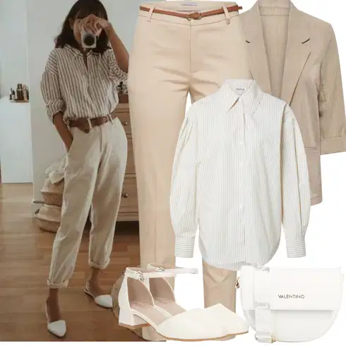 Kombinace Bílá/Khaki/Béžová Dětská hračka/Halenkové Body/Crash blůza/Manšestrová Halenka/Carmen Blůza/Plisovaná Halenka/Neobvyklá Halenka/Halenka s Nafouknutým Rukávem/Blůza s knoflíčkem/Halenka se Stojatým Límcem/Businessová Halenka/Oversize Halenka/Oversize Muselínová Blůza Edited kombinovat s Béžová/Khaki Kalhoty s Vysokým Pasem/Skinny Kalhoty/Obleková Kalhoty/Business Kalhoty/Twillová Kalhoty/Úzká Kalhoty/Ležérní Kalhoty/Kalhoty se Štěrbinou B.young