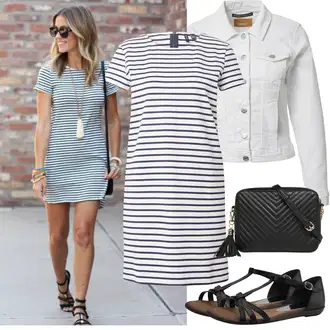 Outfit sa Krem/Siva/Bijela Kaput Only "Jarní outfit"