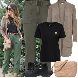 Outfit sa Crna/Ljubičasta Kožna Tenisica/Niska Tenisica/Skate cipela/Tanka Tenisica Puma "Jarní outfit"