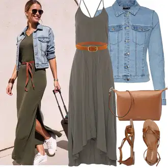 Outfit s Hnědá/Béžová Sandál S T Páskem/Vintage sandál/Páskový Sandál/Gladiátorská sandála/Římská sandála/Letní Bota About You "Jarní outfit"