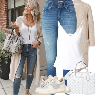 90-ich Outfit sa Plava/Svjetloplava Skinny Hlače/rupa hlača/Jeggings/Traper Tajice Only "Jarní outfit"Look: Rap, Stil, cool, Old Money, 90-ich, Mom, Disko, Prekrasan