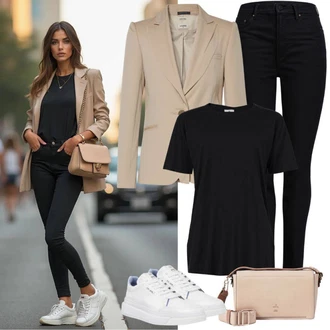 Western Outfit s Hnědá/Béžová/Khaki Oblek Bezrukávní Šaty Pull&Bear "Jarní outfit"Look: Disko, Moderní, Krásný, Kancelář, Venkovní, Univerzitní, Western