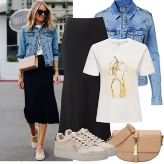 Outfit sa SvjetloPlava/Plava Kaput/Bluza Veći Broj GARCIA "Jarní outfit"