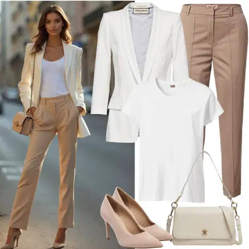 Kombinace Béžová/Khaki/Hnědá/Šedá Business Kalhoty/Rovná Kalhoty/Úzká Kalhoty/Twillová Kalhoty/Kalhoty s nášivkou uprostřed/Obleková Kalhoty/Mušelínové Kalhoty/Kalhoty se Štěrbinou FIVEUNITS