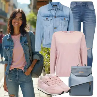 Léto Outfit s Modrá Kožené bundy/Džíny s Dírou/Kotníková Bota/Džíny s Rozparkem/Kožená bunda/Push up Džín Only "Letní vzhled pro každodenní nošení"
