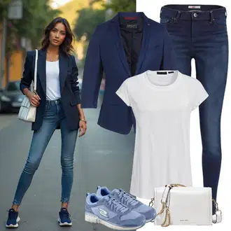 klasický Outfit sa Plava/Svjetloplava Kožna Jakna/High Waist Traperice/Push-up Traperice/Kožne Cipele/Termo Traperice/Zimska jakna Dorothy Perkins "Lijepa proljetna odjeća"Look: klasický, Rap, 90-ich, Prekrasan, Običan, cool, Old Money