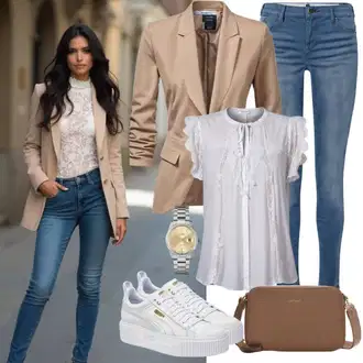 Outfit sa Bež Odijelo Pieces "Lijepa proljetna odjeća"