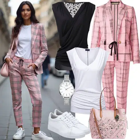 Kombinirajte Pink Odijelo Kožna Jakna/Blejzer s Printom za Žene/Sako od Tvida/Bavarski Sakoi/Boucle Blazer/Karirani Sako happiness İstanbul