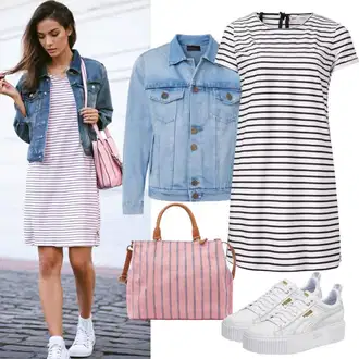 Outfit sa Bijela/Crna/Tamnoplava Haljina Ravnog Kroja/Pamučna haljina/Uska Haljina/haljina uz Tijelo/Haljina Bez Rukava/Duga pletena haljina bianco lucci "Ljetne odjeće"