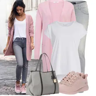 Outfity pro desetiletí Sportovní s Růžová Bota na fitness/Běžecká bota/Gymnastická bota/Tréninková bota Skechers "Stylové kombinace pro volný čas"Look: Estetika, Cool, Venkovní, Bezešvé, Skater, Sportovní