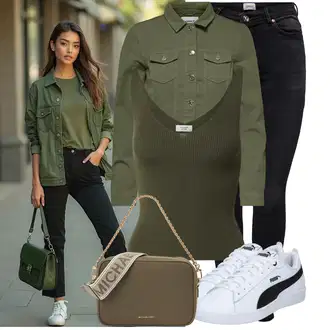 Outfit sa Crna Kožna Jakna/Zimska jakna/Traperice s Prorezom/High Waist Traperice/Push-up Traperice/Bikerske Traperice/Kožne Cipele/Termo Traperice Only "Odjeća za slobodno vrijeme"