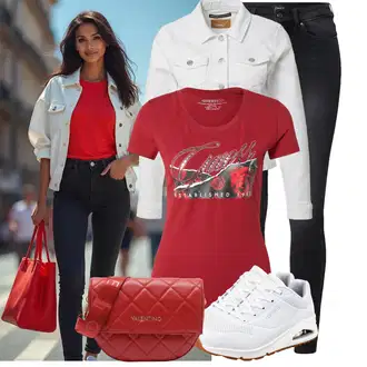 Outfit sa Krem/Siva/Bijela Kaput Only "Odjeća za slobodno vrijeme"
