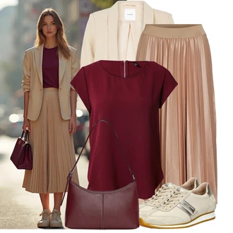 Outfit s Fialová/Tmavě červená/Růžová/Vínová Halenka Móda Pro Plnoštíhlou/Tričko & Top Móda Pro Plnoštíhlé/Tunika Only "Módní outfit pro volný čas"