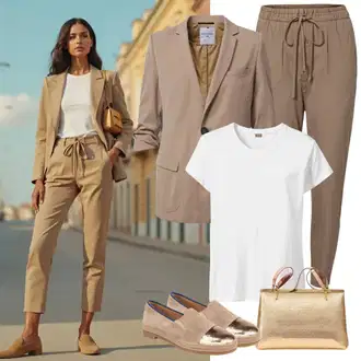 Outfit sa Krem/Bijela Majica za plažu/Majica za plažu/Predimenzionirana majica/Top za plažu/Tunika za Plažu/Pulover za plažu DAY BIRGER ET MIKKELSEN "Modni ljetni izgled"