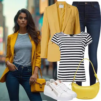 Outfity pro desetiletí Sportovní s Hnědá/Zelená/Bílá/Fialová Pruhované Tričko Urban Classics, Bílá/Krémová Úzká teniska/Kožené tenisky/Nízká Teniska Only "Neformální vzhled"Look: Styl, Námořní, Skater, Rap, Sportovní, Moderní, Estetika, Bad Taste, Lak, Unisex