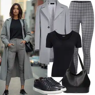 Outfit s Šedá/Světle šedá/Béžová Přechodový Kabát/Pletený Fleecový Kabát/Kašmírový Kabát/Dlouhý kabát/Lehký Kabát/Letní Kabát/Zimní Kabát Vlněný kabát/Midi Kabát/Kabát Bouclé/Vlněný Kabát/Kabát Tří Čtvrtě Délky/Oversize Kabát Dorothy Perkins Curve "Neformální vzhled"
