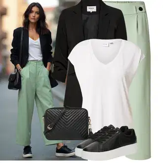 Četvrt rukavi Outfit sa Bijela/Krem Majica I Top Veći Broj/Bluza Veći Broj/Bluza i Tunika Vila "Moderan outfit za slobodno vrijeme"