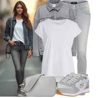 Ležerno Outfit sa Siva/Svjetlosiva Skinny Hlače/Traper Tajice/Jeggings LTB "Moderan outfit za slobodno vrijeme"Look: Rap, Sveučilišna, cool, Ležerno, Pametno ležerno, Prekrasan, Mom, Transparentan, Francuske