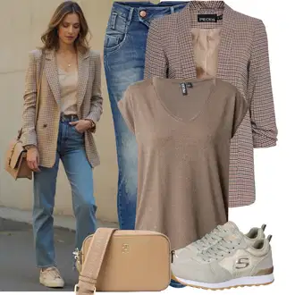 Četvrt rukavi Outfit sa Siva/Bež/Smeđa/Kaki Majica I Top Veći Broj/Bluza Veći Broj/Bluza i Tunika Tunika Pieces "Moderni outfit za proljeće"