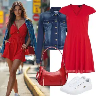 outfit mit Črna/Srebrna/Siva/Zelena/Rdeča Mini torbica/Torba za čez ramo karl lagerfeld "Pomladanska obleka"