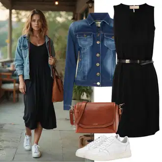 Rojstni dan outfit mit Črna Obleka etam "Pomladanska prosti čas oblačila"Look: Bar, Koncert, Silvestrovo, 40. rojstni dan, Podjetniška zabava, 30. rojstni dan, Rojstni dan