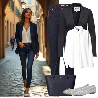 Jubilej outfit mit Modra/Temno modra Nakupovalna torba/Nakupovalka/Pisarniška torba/Poslovna torba/Velika torba/Torba za čez ramo/Torba za čez ramo/Vrečka za prenašanje Polo Ralph Lauren "Pomladna oprava"Look: Bar, Materinski dan, Jubilej, Pustovanje, Koncert