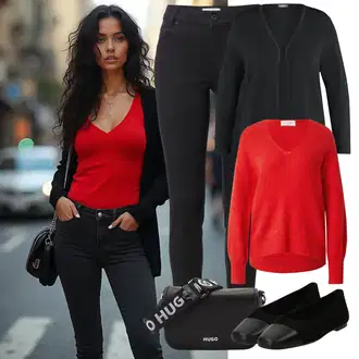 Outfit sa Crna/Pink balerinka na špic/Ravna cipela/Pumpa na Niskoj Peti/balerinka tenisica/Rastezljiva balerinka Vagabond Shoemakers "Lagana odjeća"