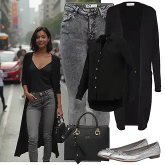 outfit mit Črna Pletene velika velikost Vila "Pomladna oprava"