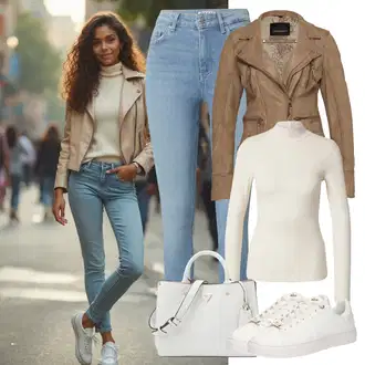 outfit mit Khaki/Siva/Rjava/Bež Plašč/Jakna Oakwood "Pomladna oprava"