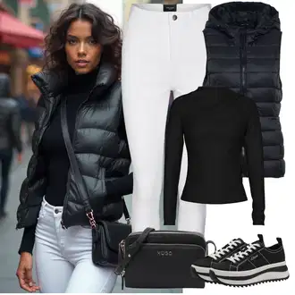 Klasična Koncert outfit mit Siva/Bela/Krem Termo Hlača/Jeggings/Pajkice z Visokim Pasom/Treggings/Pajkice z Razporkom/Skinny Hlače VERO MODA "Pomladna oprava"Look: Stil, Klasična, Kul, Disko, Stari denar, Zunaj, Brez šivov, Preproste, Športno, Bar, Odra, Koncert, Koče, Šola, 18. rojstni dan