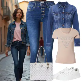 outfit mit Pastelne barve/Temno Modra/Svetlo Modra/Modra Plašč/Jakna SALSA JEANS "Pomladna oprava"