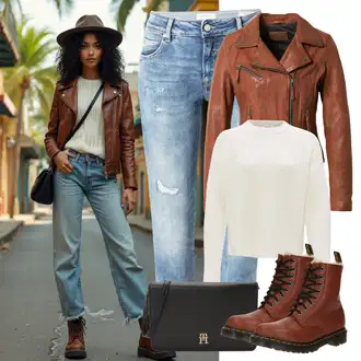 outfit mit Oranžna/Rjava Klasični škorenj/Gležnar na Vezalke/Bojni Škorenj/Vintage škorenj/Vintage Gležnjar Dr. Martens "Popoln videz za pomlad"