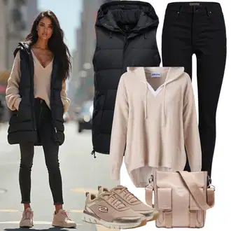 outfit mit Črna Športni Brezrokavnik/Puhasti Brezrokavnik/Reverzibilni Brezrokavnik/Puh Brezrokavnik/Prešiti Brezrokavnik/Lahki Brezrokavnik/Dolg Brezrokavnik/Potovalni Brezrokavnik/Kratek Telovnik/Telovnik brez Rokava/Zunanji Brezrokavnik/Izolacijski Jopič Rains, Temno rjava/Črna/Khaki Usnjena Jakna/Push up Kavbojke/Ozke Kavbojke/Zimska jakna/Kavbojka z Nizkim Pasom/Usnjene Čevlje levi's "Popolno za pomlad"