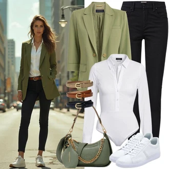 Midi Outfit s Bílá/Krémová Úzká Teniska/Kožené Tenisky/Nízká Teniska Only "Praktický vzhled"