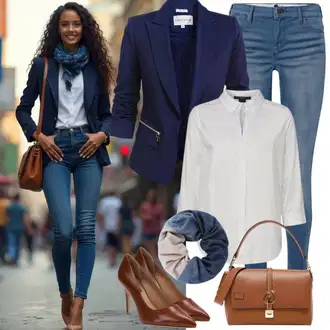 Outfit sa Krem/Bijela Bluza s Puf Rukavom Usha BLACK LABEL "Proljetna odjeÄ‡a"