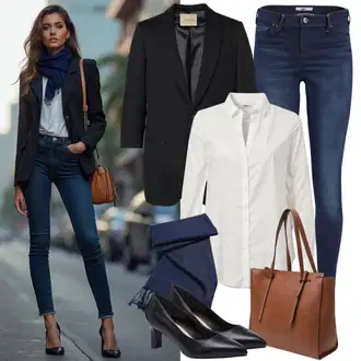 klasický Outfit sa Plava/Svjetloplava Kožna Jakna/High Waist Traperice/Push-up Traperice/Kožne Cipele/Termo Traperice/Zimska jakna Dorothy Perkins "Proljetna odjeća"Look: klasický, Rap, 90-ich, Prekrasan, Običan, cool, Old Money