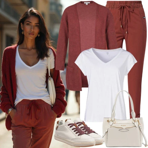 Kombinirajte Vinski Crveno/Tamnocrvena/Pink/Crvena Hlače s prednjim naborom/Široka Hlača/Paperbag Hlača/Palazzo Hlača/Hlače od muslina/Hlače S Naborom About You
